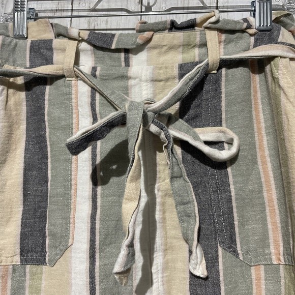 American Eagle‎ Skirt Womens Size Small Stripe Tie Waist Linen Blend Mini - Picture 2 of 5